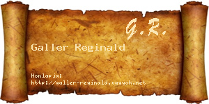Galler Reginald névjegykártya